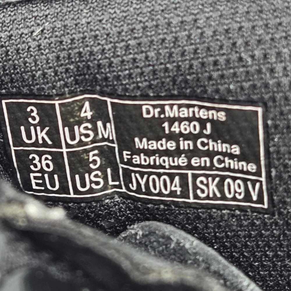 Dr. Martens 8-Eye Combat Boot 1460J Side Zip Gloss Black Junior Kids 4M